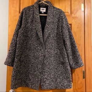 Old Navy B&W Marled One-Button Everyday Coat, PL
